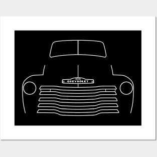 1949 Chevy 3100 stepside classic pickup truck outline graphic (white) Posters and Art